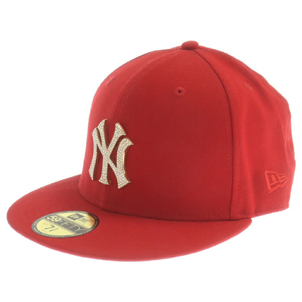 NEW ERA(ニューエラ) サイズ:58.7cm ニューヨークヤンキース ラインストーンロゴ キャップ 帽子 レッド【中古】【程度B】【カラーレッド】【オンライン限定商品】