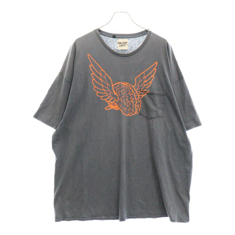 GALLERY DEPT.(ギャラリーデプト) サイズ:XXL Flying Brain Pocket S/S Tee フロントプリント 半袖ポケットTシャツ カットソー ブラック【中古】【程度B】【カラーブラック】【取扱店舗BRINGアメリカ村店】