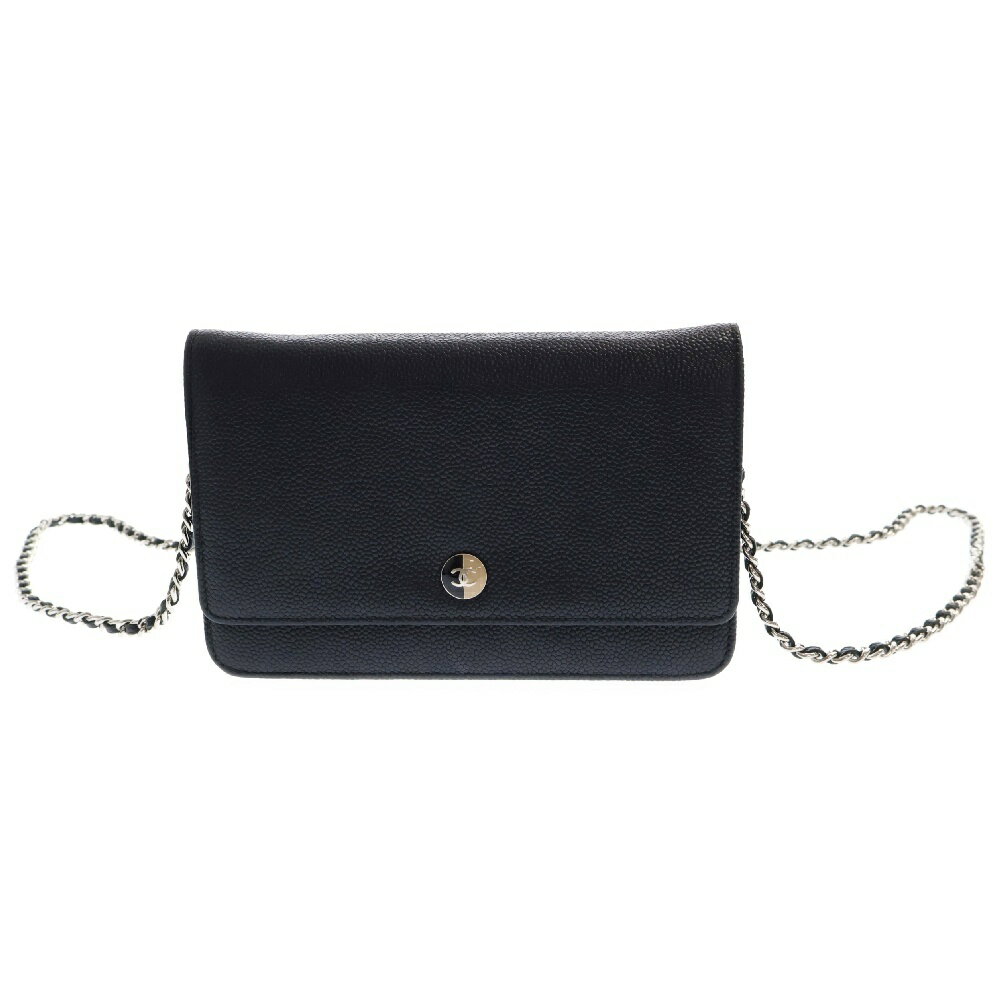 CHANEL(シャネル) ココボタン バイカラー キャビアスキン チェーン ウォレット ショルダーバッグ ブラック/ベージュ A68872【中古】【程度B】【カラーブラック】【取扱店舗渋谷】のサムネイル