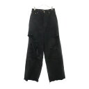 BALENCIAGA(バレンシアガ) サイズ:XS 21AW デストロイ バギー コットン ボタンフライ デニムパンツ ブラック 664265 TJW58【中古】【程度A】【カラーブラック】【取扱店舗BRING渋谷ANNEX店】(4)