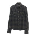 CHROME HEARTS(クロムハーツ) サイズ:SM WESTN ウエスタンフローラルボール ボタン レザー切り替え袖クロスパッチ長袖チェック シャツJVP...