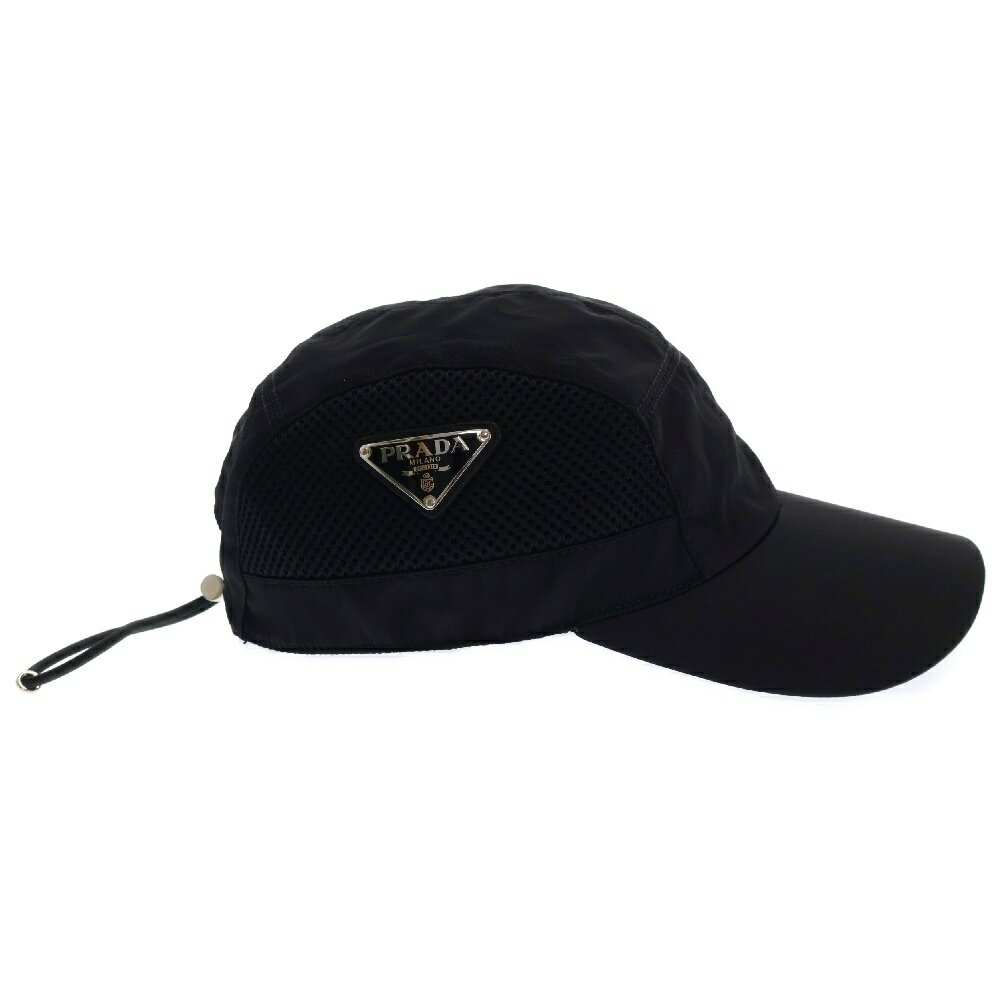 PRADA(プラダ) サイズ:S Mesh Panal Nylon Baseball cap 三角ロゴプレートメッシュパネルナイロンベースボールキャップ ブラック RN98339 CA34767【中古】【程度A】【カラーブラック】【取扱店舗BRING札幌店】