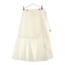 LOUIS VUITTON(ルイヴィトン) サイズ:34 22AW モノグラム レリーフフラウンス ラップ スカート ロゴ 金ボタン ホワイト RW222W A...