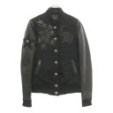 CHROME HEARTS(クロムハーツ) サイズ:XS LETTERMAN STAR レターマン クロスボールボタンスターレザーパッチブルゾンジャケット ブラック【中古】【程度B】【カラーブラック】【取扱店舗BRING福岡天神店】