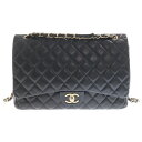 CHANEL(シャネル) サイズ:33 デカマトラッセ 33 ラムスキン Wフラップ チェーンショルダー バッグ ブラック【中古】【程度B】【カラーブラック】【...
