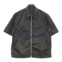 CHROME HEARTS(クロムハーツ) サイズ:M SEDATED クロスパッチレザーポケットジップアップナイロン半袖シャツ ブラック/シルバー【中古】【程...