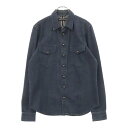 CHROME HEARTS(クロムハーツ) サイズ:M DENIM WESTERN JVPタグ 袖クロスパッチ デニム ウェスタンシャツ 長袖シャツ インディゴ【中古】【程度B】【カラーブルー】【取扱店舗BRING仙台店】