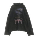 BALENCIAGA(バレンシアガ) サイズ:S 23SS Paris Moon Hoodie パリスムーン ダメージ加工 フリースプルオーバーパーカー ブラック 744435 TOVJ4【中古】【程度B】【カラーブラック】【オンライン限定商品】
