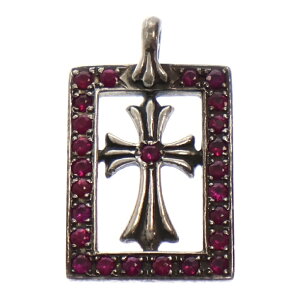 CHROME HEARTS(クロムハーツ) FRMD OPN BBYFAT A SAP フレームドオープン アフター ピンクサファイア シルバーネックレストップ シルバー/ピンク【中古】【程度B】【カラーシルバー】【取扱店舗WASTE_NOT名古屋店】