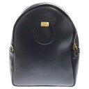 Salvatore Ferragamo(サルヴァトーレ フェラガモ) ガンチーニ バックパック リュック ブラック レザー ゴールド金具【中古】【程度B】【カラ...