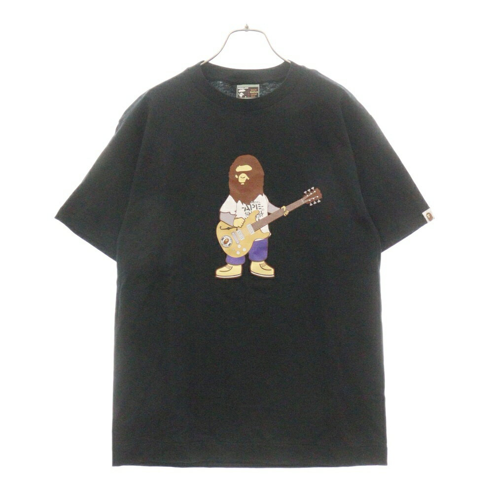 A BATHING APE(アベイシングエイプ) サイズ:M ギターサルプリント クルーネックTシャツ ブラック【中古】【程度B】【カラーブラック】【オンライン限定商品】