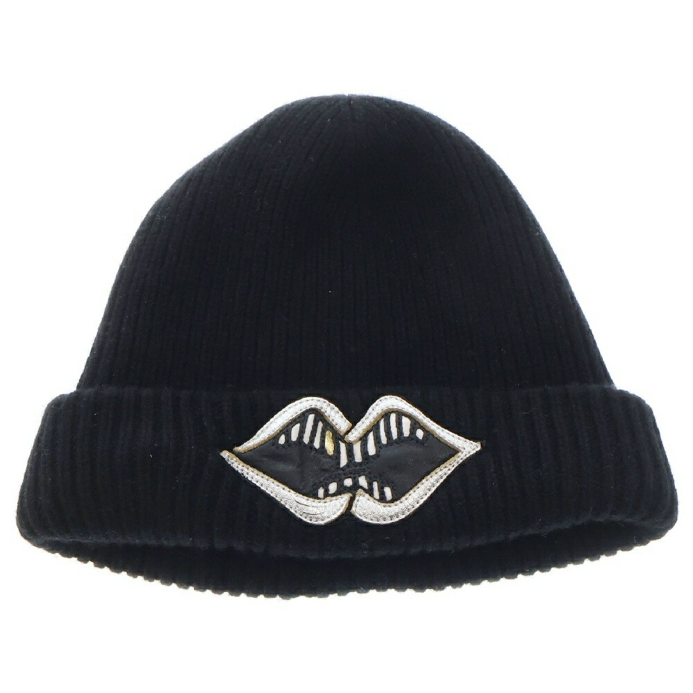 CHROME HEARTS(クロムハーツ) サイズ:OS PPO CHOMPER BEANIE クロスボールレザーチョンパーカシミアビーニー キャップ 帽子【中古】【程度A】【カラーブラック】【取扱店舗BRING WASTE_NOT】