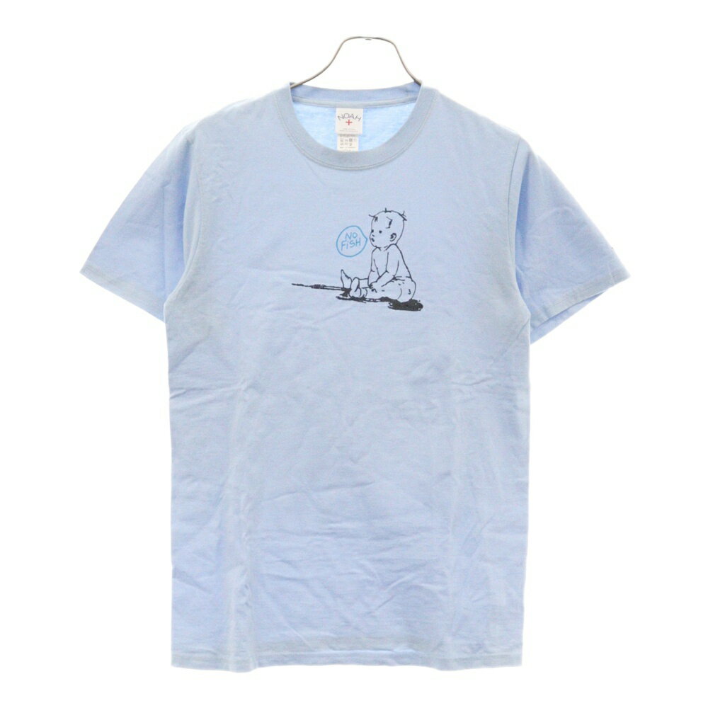NOAH(ノア) サイズ:S No Fish Tee ノーフィッシュ プリント クルーネック 半袖Tシャツ カットソー ライトブルー 20-071-122-0036-1-0【中古】【程度B】【カラーブルー】【オンライン限定商品】