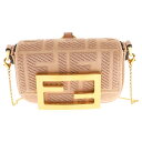 FENDI(フェンディ) ナノバゲット チェーンショルダーバッグ ミニバッグ ポーチ ピンク キャンバス 7AS045 ゴールド金具【中古】【程度A】【カラーピ...