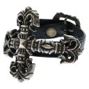 CHROME HEARTS(クロムハーツ) BENT FILIG CROSS ベント フィリグリークロス ガンスリンガー レザーブレスレット シルバー【中古】【...