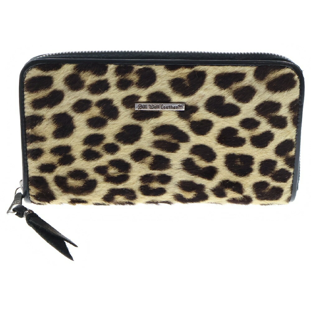 Bill Wall Leather/BWL(ビルウォールレザー) Leopard Large Zipper リアル レオパード ロングウォレット 長財布 イエロー【中古】【程度B】【カラーイエロー】【取扱店舗OneStyle原宿店】
