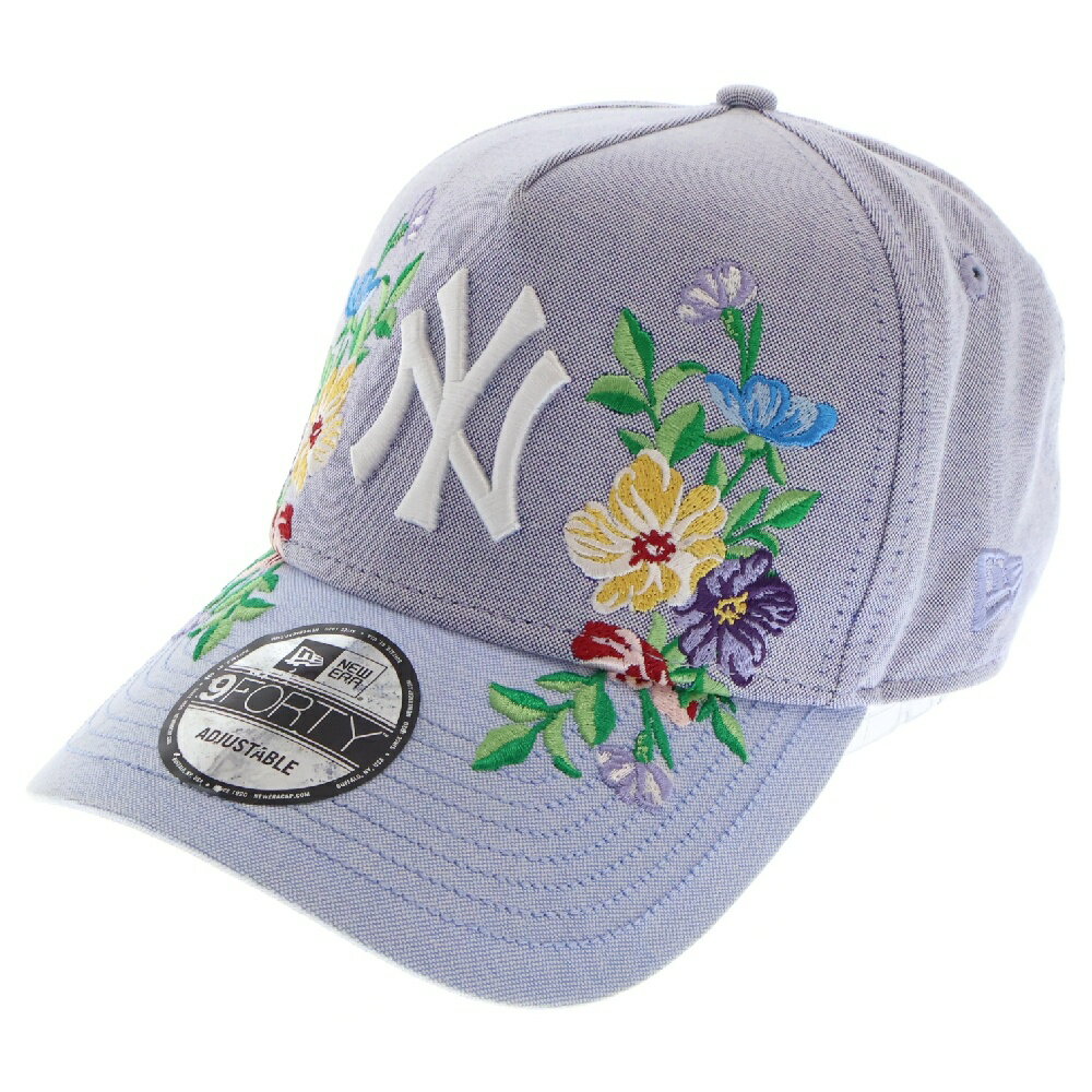 KITH(キス) ×NEWERA Floral Oxford Pinch Crown ニューエラ フラワー刺繍 ベースボールキャップ 帽子 グレー/ブルー【中古】【程度B】【カラーグレー】【オンライン限定商品】