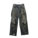 【sale対象】BALENCIAGA(バレンシアガ) サイズ:M 23SS ダメージ加工バギーデニムパンツ インディゴ 745213 TNW01【中古】【程度B】【カラーブルー】【取扱店舗BRING渋谷ANNEX店】(4)