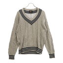 CHAPS RALPH LAUREN(チャップス ラルフローレン) サイズ:M Vネックケーブルニット 1616-3691 長袖ニット グレー/ネイビー【中古】...