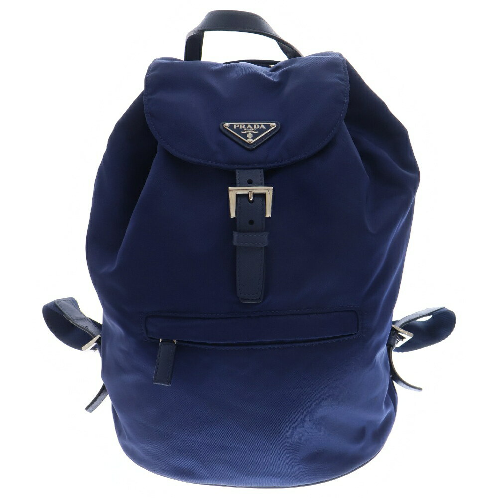 希少【PRADA】ダークブルー ロゴ ナイロン バックパック 楽天市場】ブルー(ブランドプラダ)(バックパック・リュック