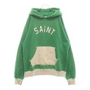 SAINT MICHAEL(セントマイケル) サイズ:XL 22SS HOODIE FELT GREEN ダメージ加工プルオーバースウェットパーカー フーディー...
