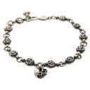 CHROME HEARTS(クロムハーツ) サイズ:12LINK NO1 FLRL BALL#1 オールドモデル フローラルボール ハート ブレスレット シルバ...
