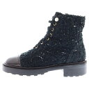 CHANEL(シャネル) サイズ:37 ココマーク パール ツイード ショートブーツ ブラック/ブラウン37C G35154【中古】【程度B】【カラーブラック】【オンライン限定商品】