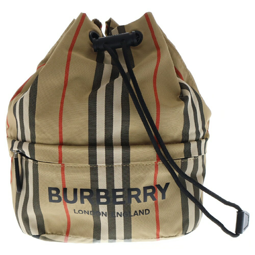 BURBERRY(バーバリー) アイコンストライプポーチ 巾着バッグ 8026737 アーカイブベージュ【中古】【程度A】【カラーベージュ】【取扱店舗新宿】