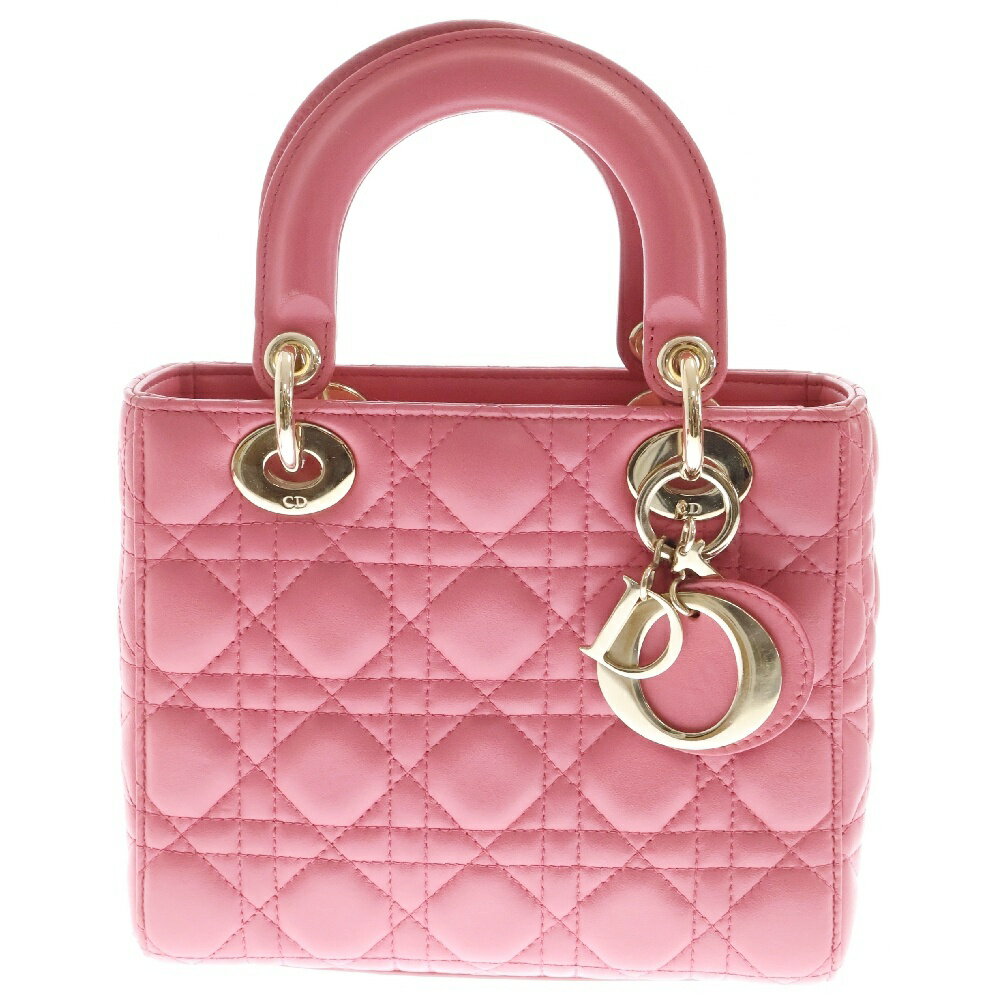 Christian Dior(クリスチャンディオール) レディディオール カナージュ ラムスキン 2WAY レザー ハンドバッグ ショルダーバッグ ピンク 18‐MA‐0139 レディース【中古】【程度B】【カラーピンク】【取扱店舗BRING京都河原町店】のサムネイル