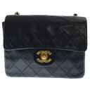 【sale対象】CHANEL(シャネル) ミニマトラッセ 17 シングルフラップ チェーンショルダーバッグ ラムスキン ブラック/ゴールド 1番台 レディース【...