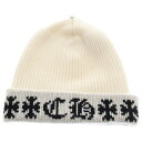 CHROME HEARTS(クロムハーツ) BIG DADDY ビッグダディ スターボール付きカシミヤニットビーニー ニットキャップ 帽子 ホワイト【新古品/中...
