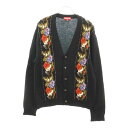 SUPREME(シュプリーム) サイズ:M 19AW Floral Stripe Cardigan フローラルストライプ くるみボタン カーディガン ブラック【...