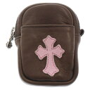CHROME HEARTS(クロムハーツ) MICRO TAKA マイクロタカ クロスパッチ レザー エアポッズケース ブラウン×ピンク【中古】【程度B】【カラ...