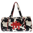 CHROME HEARTS(クロムハーツ) DUFFLE TINY タイニーダッフル ハラコ セメタリークロスパッチレザーボストンバッグ ホワイト/ブラック/レ...