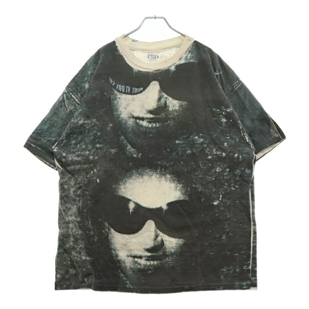 楽天ブランド買取・販売　BRINGVINTAGE（ヴィンテージ） サイズ:XXL 90s U2 ZOO TV Over Print Tour Tee オーバープリント ツアープリント 半袖Tシャツ カットソー ブラック/ホワイト【中古】【程度B】【カラーブラック】【取扱店舗BRING京都河原町店】