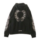 CHROME HEARTS(クロムハーツ) サイズ:L HORSESHOE PULLOVER HOODIE ホースシュープリント アームフローラル スウェットプ...