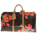 LOUIS VUITTON(ルイヴィトン) モノグラム ローズ キーポル50 ボストンバッグ トートバッグ ブラウン PVC×レザー ゴールド金具 M48605...