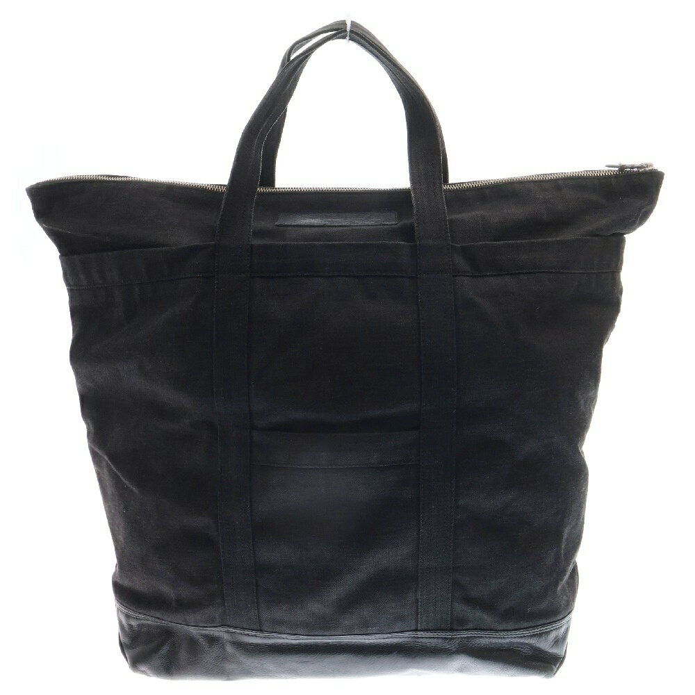 CHROME HEARTS(クロムハーツ) CANVAS TOTE UA25周年 レザー切り替えキャンバス トートバッグ ブラック【中古】【程度B】【カラーブラック】【取扱店舗原宿】