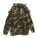 CELINE(セリーヌ) サイズ:M 23AW Bands Hoodie カモフラージュ 迷彩柄 レイヤードプルオーバースウェットパーカー フーディー カーキ ...