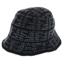 【sale対象】FENDI(フェンディ) サイズ:L カシミヤ FF ズッカ柄 バケットハット ブラック/グレー FXQ958 AMRA【中古】【程度A】【カラ...