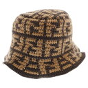 【sale対象】FENDI(フェンディ) サイズ:L カシミヤ FF ズッカ柄 バケットハット ブラウン FXQ958 AMR2【中古】【程度A】【カラーブラウ...
