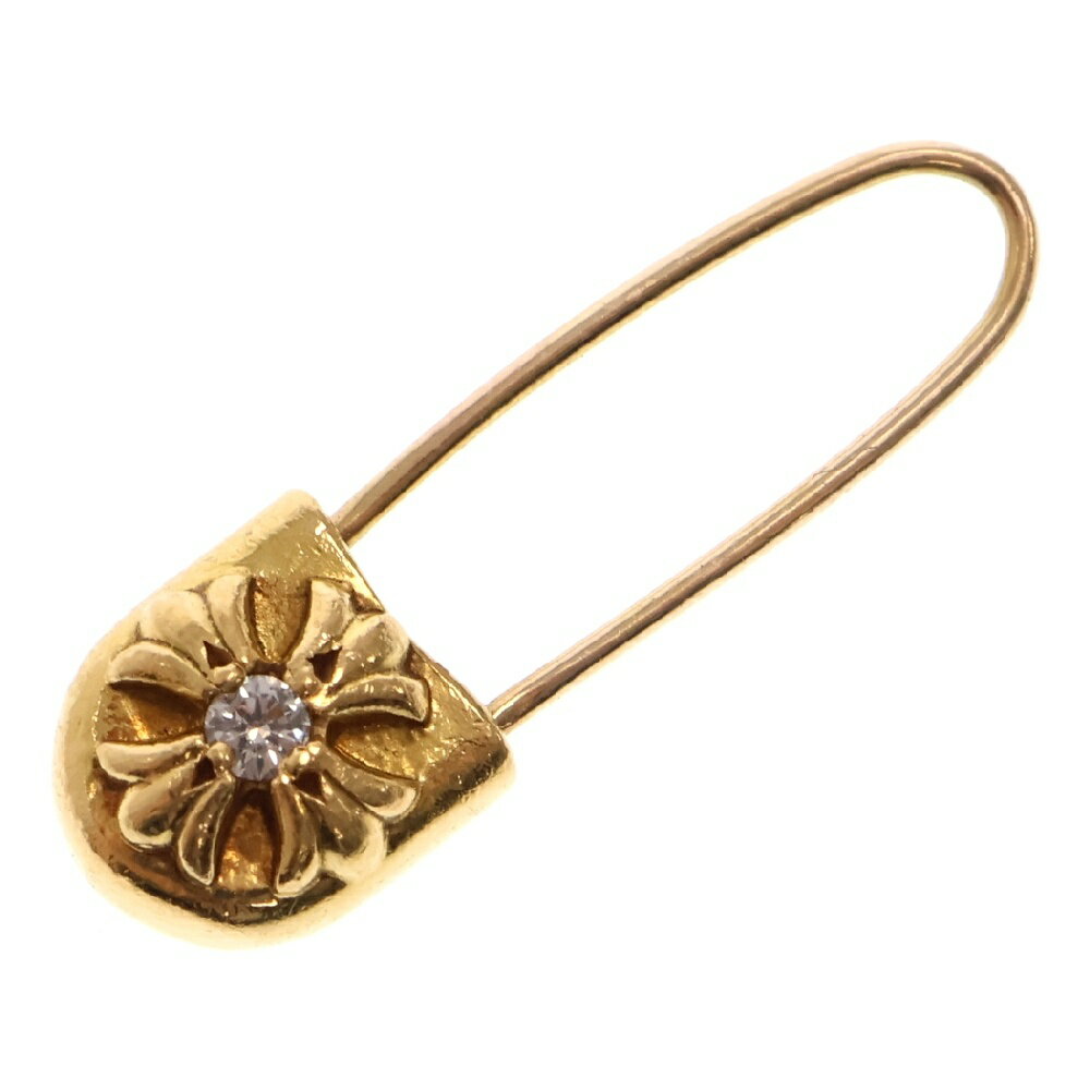 CHROME HEARTS(クロムハーツ) サイズ:スモール 22K SAFETY PIN CH PLS 1DIA 1ダイヤ セーフティーピン ピアス ゴールド...