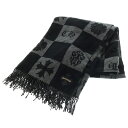 CHROME HEARTS(クロムハーツ) 大判ストール スクロールラベル シルク レザーパッチ ブラック【中古】【程度B】【カラーブラック】【取扱店舗OneS...
