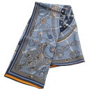 HERMES(エルメス) カレ90 C'est La FETE セ・ラ・フェット スカル ダブルフェイス ブルー×オレンジ シルク スカーフ【新古品/中古】【程...