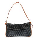 FENDI(フェンディ) ズッカ柄 ズッキーノ ワンショルダーバッグ ハンドバッグ ブラック×オレンジ キャンバス ゴールド金具【中古】【程度B】【カラーブラッ...