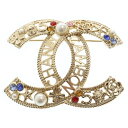 CHANEL(シャネル) ココマーク カンボン ブローチ ラインストーン フェイクパール GP ゴールド A20C アクセサリー【中古】【程度A】【カラーゴールド】【取扱店舗WASTE_NOT名古屋店】
