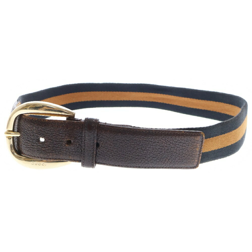 GUCCI(グッチ) サイズ:34 ゴールドバックルレザーベルト 268237 1476 ブラウン【中古】【程度B】【カラーブラウン】【オンライン限定商品】
