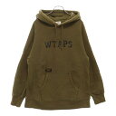 WTAPS(ダブルタップス) サイズ:L 16AW DESIGN HOODED フロントロゴプリントスウェットプルオーバーパーカー カーキ 162ATDT-CS...