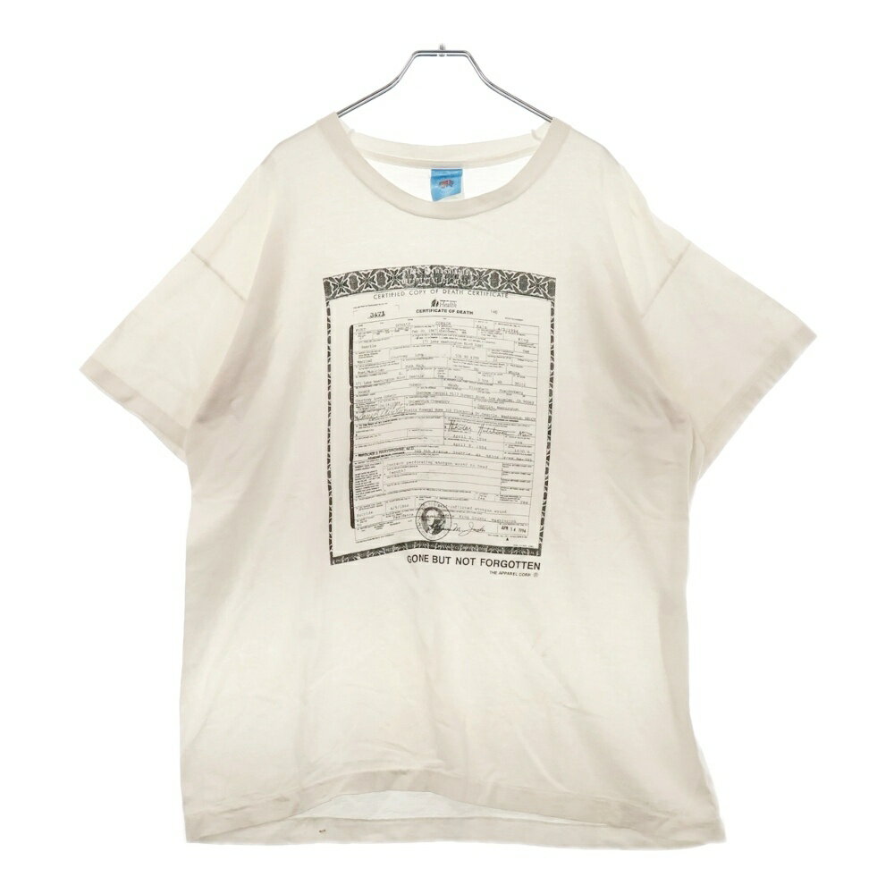 VINTAGE(ヴィンテージ) サイズ:XL 90’s KURT COBAIN CERTIFICATE OF DEATH TEE WHITE FRUIT OF THE LOOM カートコバーン 死亡診断書 プリント半袖Tシャツ カットソー ホワイト【中古】【程度B】【カラーホワイト】【取扱店舗AWESOME原宿店】