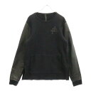 CHROME HEARTS(クロムハーツ) サイズ:L SPLTSID SWTSHRT Y NOT クロスパッチ付きレザー切り替え クルーネックスウェットトレー...